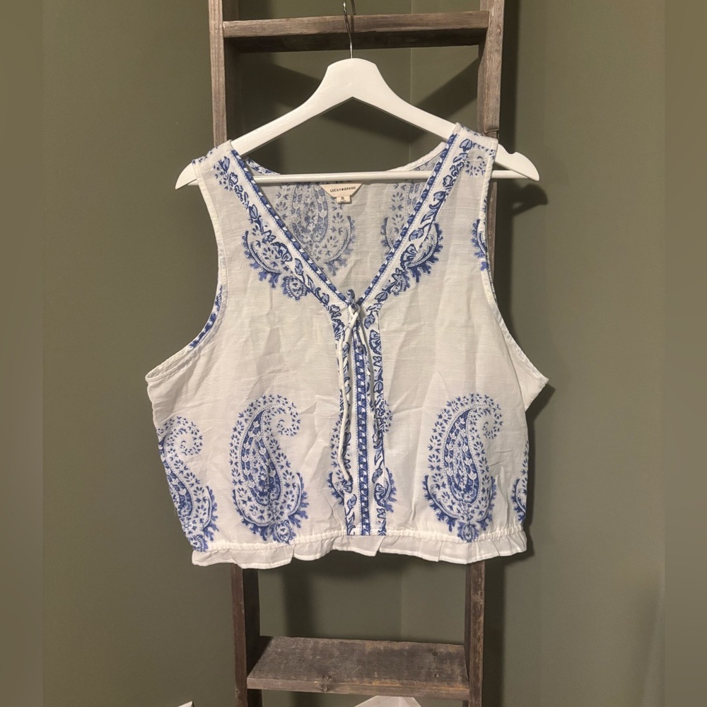 Lucky Brand Paisley Cotton Blouse - Picture 3 of 8